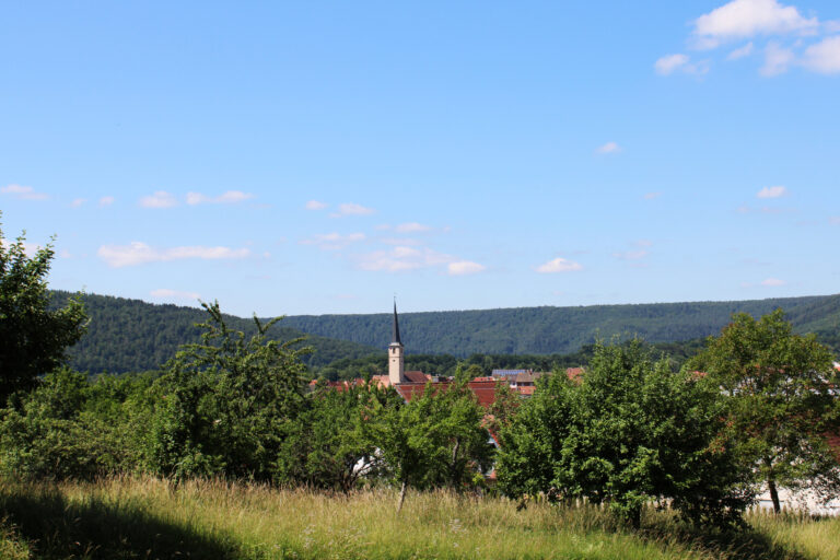 Der Ausblick zur Kirche in Steinach