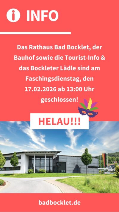 Faschingsdienstag, 17.02.2026 ab 13:00 Uhr geschlossen