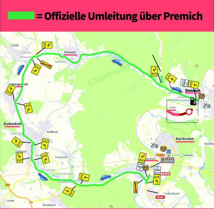 Offizielle Umleitung über Premich
