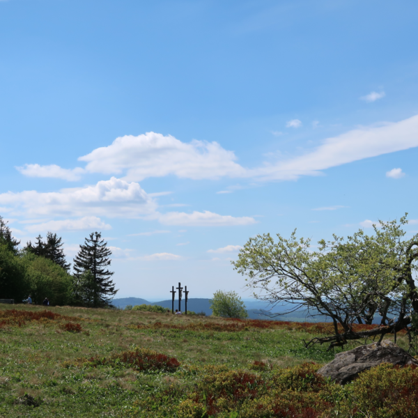 Die Kreuzigungsgruppe aus der Ferne