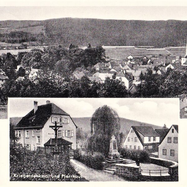 Das Pfarrhaus und das Kriegerdenkmal