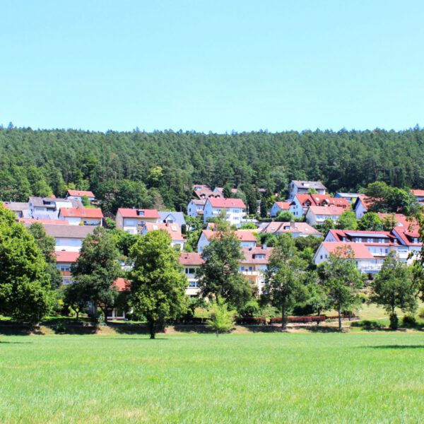 Kurpark Bad Bocklet mit Blick auf die Ortschaft